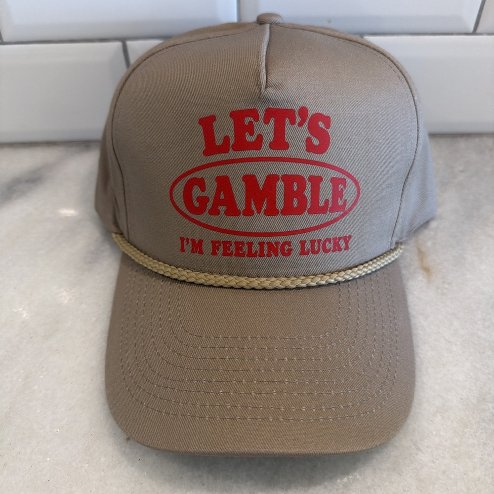Let's Gamble I'm Feeling Lucky Khaki Trucker Hat